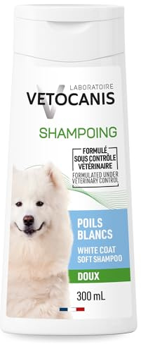 Vetocanis | Shampoing pour Chien | Pour Pelage Blanc et Clair | Naturel, sans Silicone ni Parabène | Aspect Brillant et Soyeux | Formulé sous Contrôle Vétérinaire | Fabriqué en France | 300 ml
