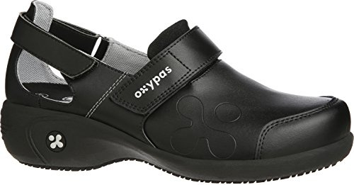 Oxypas Zapatos de Trabajo de Cuero - Salma - Zuecos de Seguridad para Mujer, Antideslizantes y Cómodos Ideales para Cuidados Hospitalarios y de Enfermería, Blanco, 37 EU