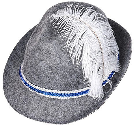 Schramm® Trachtenhut Blau/Weiß mit Feder Bayern Filzhut Trachtenhut Seppel Hut Bier Tirolerhut Bayernhut Wanderhut