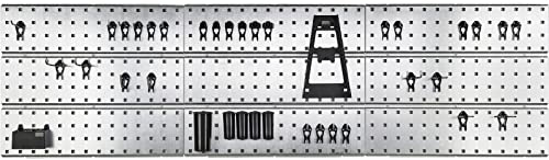Raaco 3 TWP Set Verzinkte Werkzeugwand, 44 SuperClips - Werkzeughalter | Lochwand Werkstatt mit 44 SuperClips, 156 x 44 cm, 225 kg Tragfähigkeit, 3 Lochplatte, Werkzeughalter Wand, Set, Ordnung