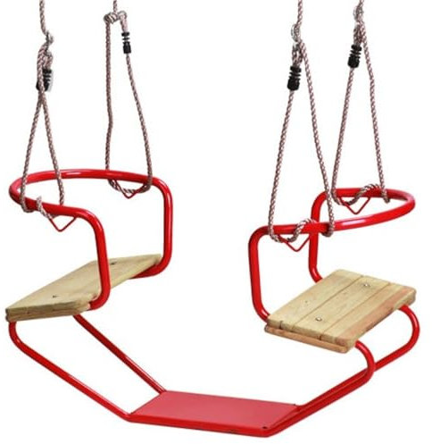Loggyland Doppelschaukel Schiffsschaukel Schaukel für 2 Kinder (rot)