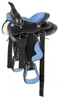 PFIFF - Sella Western con Pony, Colore: Azzurro