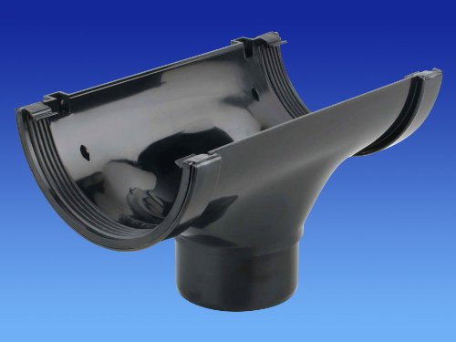 OSMA Roofline Commercial 150mm Half Round Gutter Running Outlet Black 6T606b