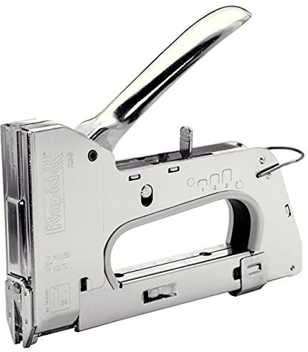 Rapid PRO R28 Graffatrice Manuale per Graffette Fermacavi n. 28, Dotata di Impugnatura Ergonomica e Parti Interne in Acciaio, Regolatore di Forza a 3 Fasi e Grilletto Facile da Premere