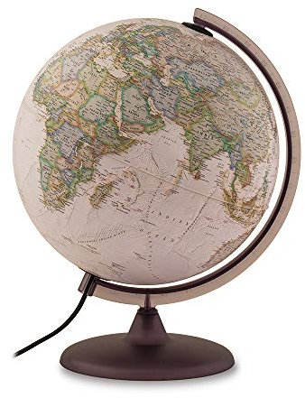 Tecnodidattica – National Geographic Executive Globe | Illuminated and Revolving |Political and Physical Cartography In Vintage Style | Text in English | 12/30cm Diameter