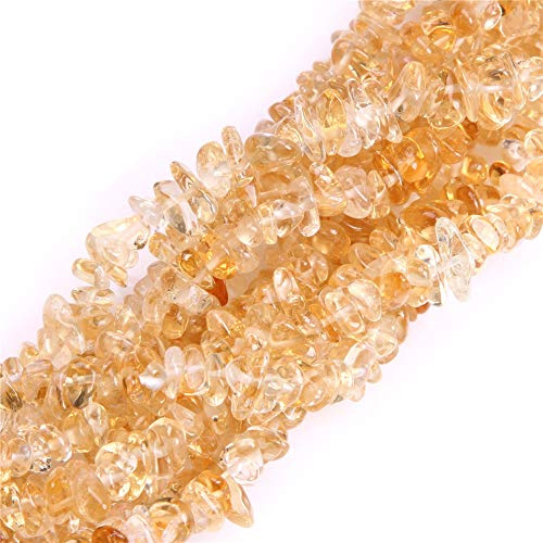 GEM-Inside äkta citrin chips 7-8 mm ädelsten halvädelsten för smyckestillverkning 86 cm per tråd