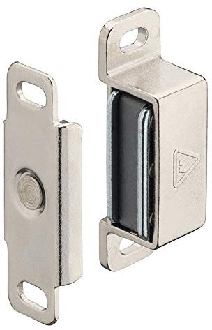 Gedotec Möbelschnapper Metall Möbel-Magnet Tür Magnet-Verschluss für Schrank-Türen uvm. | Stahl vernickelt | Schnäpper verstellbar | Haftkraft 4 kg | 1 Stück - Haltemagnet extra stark mit Gegenstück