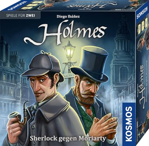 KOSMOS Holmes - Sherlock gegen Moriarty, Spiel für Zwei Personen | Sherlock Holmes Spiel, Brettspiel für genau 2 Spieler ab 10 Jahren, Strategiespiel
