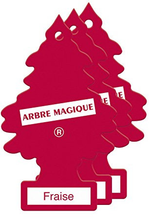 Arbre Magique® Kit de 3 Rafraîchisseurs d'air Parfumeurs Fraise. Super arôme de Longue durée pour la Voiture, la Maison, Le Bureau, etc.