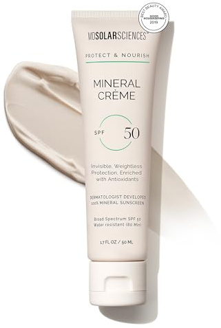 MDSolarSciences Mineral Creme SPF 50 - UV Resistant, Hydrating Mineral Cream - Daily Use Sun Defense And Skin-Boosting, Vitamin-Infused, Reef-Safe Formula - Vegan, Oil Free and Unscented - 1.7 oz