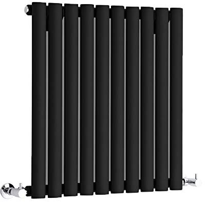 MILANO Black Horizontal Single Oval Panel Radiator 635 x 595mm