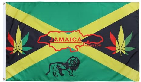 AZ FLAG - Bandera Jamaica Reggae - 150x90 cm - Bandera Jamaicana Rasta 100% Poliéster Con Ojales de Metal integrados - 110g - Colores Vivos Y Resistente A La Decoloración