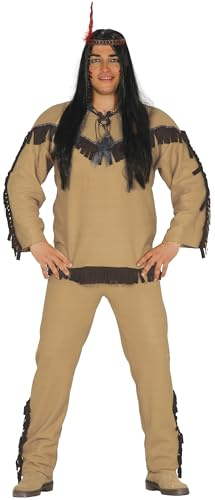 FIESTAS GUIRCA | Costume da Indiano Adulto - Camicia, Fascia per la Testa e Pantaloni - Costumi da Nativo Americano per Halloween, Carnevale e Feste in Maschera - Ideale per Uomo