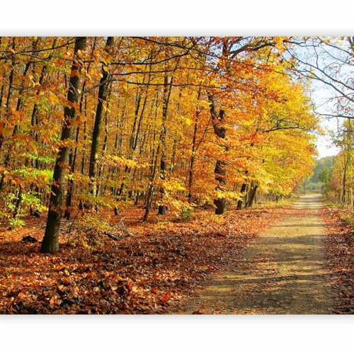 murando - Papier peint panoramique moderne 300x231 cm - Revêtement mural décoration salon - Design moderne - Rose rouge beige jaune - Des arbres forêt feuilles nature paysage plantes 100403-103