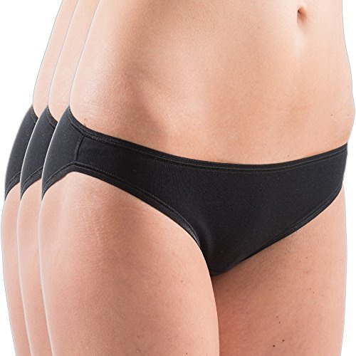 HERMKO 5032 3er Pack Damen Mini Slips aus Baumwolle/Elastan, Farbe:schwarz, Größe:36/38 (S)