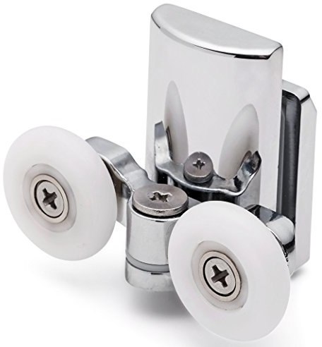 Shower Part 2x Doppel-Duschtürräder Zinklegierung, 23 mm Rad, für viele verschiedene Modelle, Satz von 2 unteren Rollen, Edelstahl, Messing, Grau
