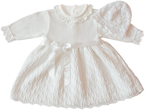 deine-Brautmode Taufkleid Strickkleid Festkleid Mädchen Babykleid Baby Taufe gestricktes Kleid, Emilia 68