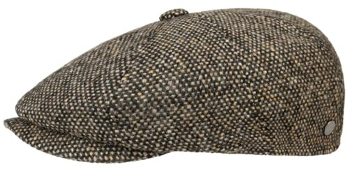 LIERYS Tweed Winter Schirmmütze Damen/Herren - Flatcap Made in Italy - Mütze mit Schurwolle - melierte Wintermütze mit Innenfutter - Flat Cap Herbst/Winter - Schiebermütze braun S (54-55 cm)