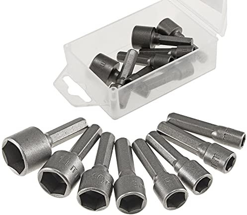 ChiliTec Steckschlüsselsatz Stecknuss-Adapter 8-teilig 1/4 Zoll I 5 bis 13mm Innen Sechskant Steck Adapter für Akkuschrauber Schraubendreher