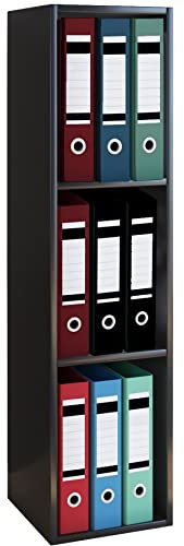VCM Holzregal stehend | platzsparender Aktenschrank | Maße: H. 107 x B. 34 x T. 30 cm | Elegantes Regal stehend | Büroregal – Offas 3 Fach