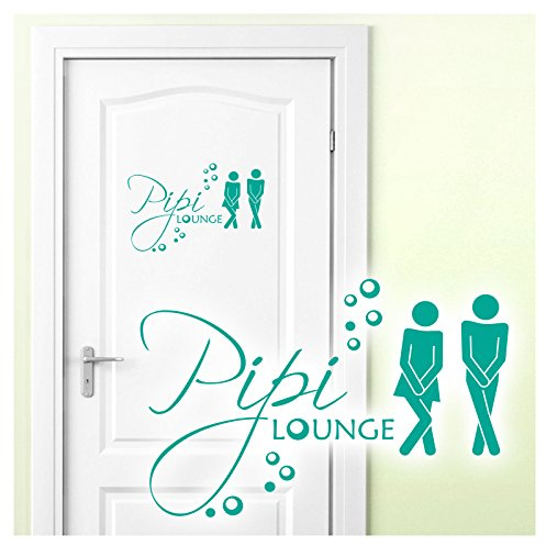 Grandora Wandtattoo Sprüche PIPI Lounge Mann Frau I türkis 27 x 18 cm I WC Türaufkleber Piktogramm Bad Badezimmer Wandaufkleber Wandsticker W755