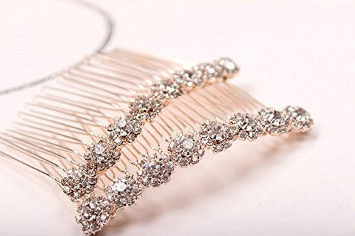 Letshopping® High-grade Alloy Diamond Tiara Comb Hair Accessories Hair Fork(2pc) Rose gold
