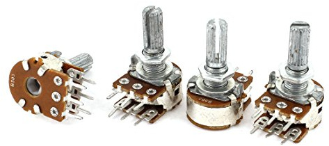 sourcing map 4pcs 50K Ohm Linéaire Double Potentiomètre Cône Rotatif 20 mm Arbre B Type