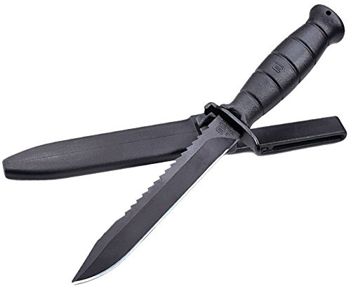 GLOCK FM 81 Field Knife 6.5 Fixed Blade, Carbon Steel Sawback Clip Point, Black Polymer Handle w/Sheath - KB17281