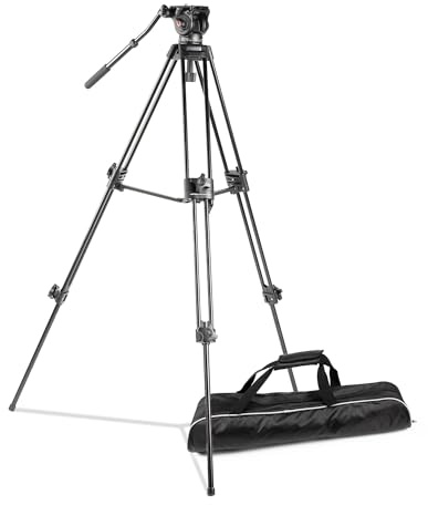 walimex pro EI-9901 Pro Videostativ mit Aufbewahrungstasche und Schnellwechselplatte, 134 cm