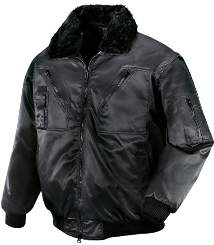 securesse Pilotenjacke 4 in 1-Funktion warme Winterjacke Arbeitsjacke Outdoorjacke, schwarz, Größe S