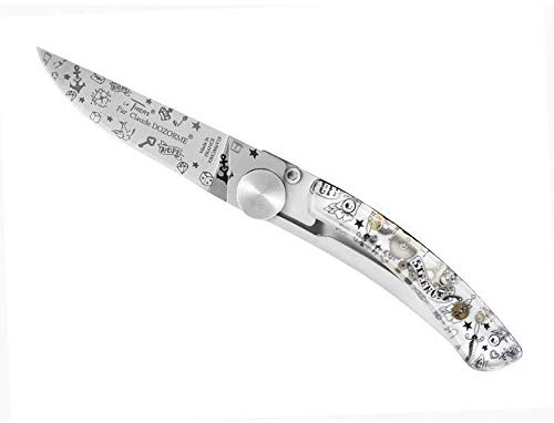 Le thiers 4963 Couteau, lame de 8,5 cm acier X50CrMoV15 à cran intérieur, manche 10,5 cm Incl. résine Ancre old school