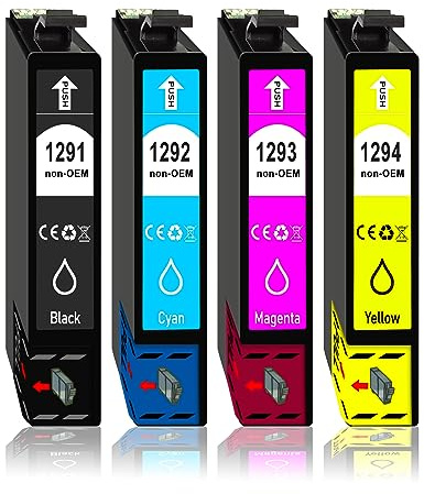4er Multipack kompatibel mit Epson T1291 T1292 T1293 T1294 Patrone für SX-230 SX-235 SX-420 SX-425 SX-435 SX-440 SX-445 SX-620 WF-3010 WF-3520 WF-3520 WF-3530 WF-3540 WF-7525 BX305 BX320