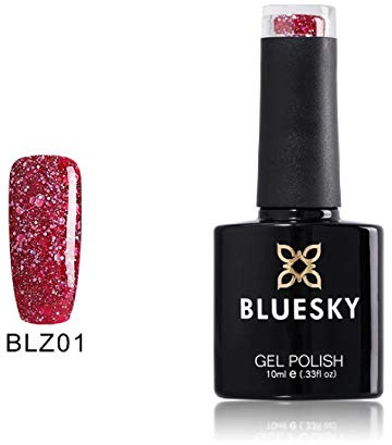 Bluesky Gel Nail Polish, Cherry Red Blz01, Bright, Cherry, Glitter, Red, Long Lasting, Chip Resistant, 10 ml (Requires Curing Under UV LED Lamp)