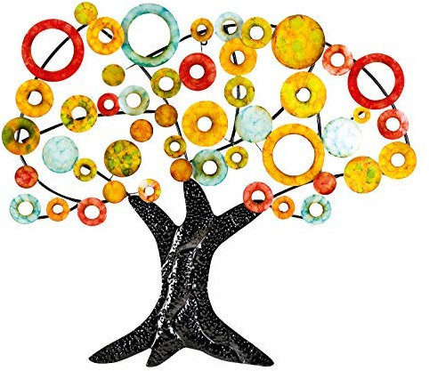 GILDE Wandrelief - Wand Dekoration - Bild XXL - Lebensbaum - mehrfarbig aus Metall - 84 x 90 cm