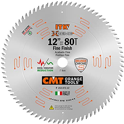 CMT Orange Tools 252.072.12 - Fine Finishing Saw Blade D=12 B=1 ß=ATB 20 K=0.118 P=0.087 a=15