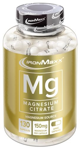 IronMaxx Magnesium - 130 Kapseln Hochwertiges Magnesium zur Unterstützung der Muskelfunktion | 150mg Magnesium pro Portion | ohne Rindergelatine