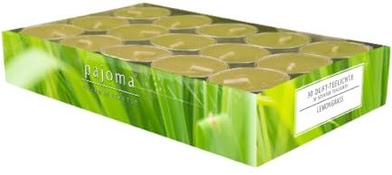 pajoma® Teelichte 30 Stück, Lemongras | Duft-Teelichte in Aluminiumhülle, Brenndauer ca. 4 Stunden - Höhe 1,5 cm ø 3,5 cm | Premium Qualität | Deko, Gastronomie, Outdoor, Party, Windgläser, Hochzeit