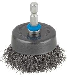 wolfcraft spazzola a tazza in filo d'acciaio Ø 75 mm I 2108000 I per metallo, lamiera, legno e pietra, gambo esagonale, per la sverniciatura e la preparazione di lavori di saldatura