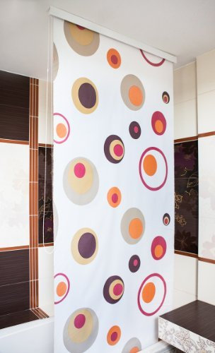 HALB-KASSETTEN DUSCHROLLO 100 cm BREIT MODELL COLORFUL DUSCHVORHANG WEISS BRAUN ROT ORANGE - SONDERMAß - SHOWER ROLLO CURTAIN!