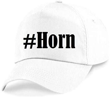 Reifen-Markt Base Cap Hashtag #Horn Größe Uni Farbe Weiss Druck Schwarz
