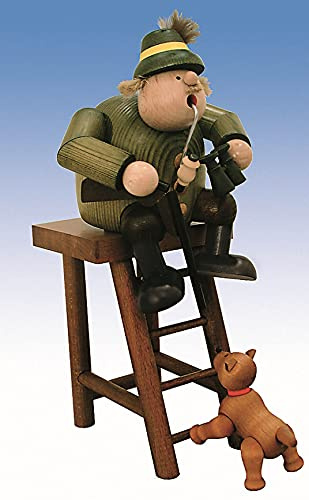 Rudolphs Schatzkiste Smoking Figure Hunter on Stand 27 cm Smoke Figure Smoking Man Figurine Incense Man ore Mountains
