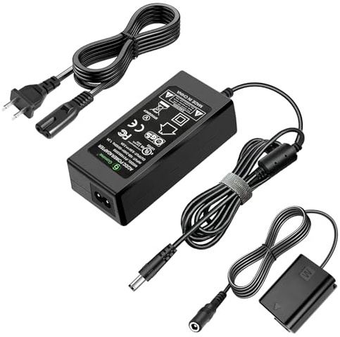Gonine NP-FW50 ZV-E10 Dummy Battery for Sony and AC-PW20 Continuous Power Supply AC Adapter Kit, for Sony Alpha ZVE10 A6000 A6100 A6300 A6400 A6500 A7 A7II A7S A7SII RX10 II IV Cameras.