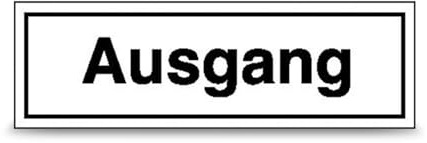 Betriebsausstattung24 Hinweisschild Ausgang - Aluminium, geprägt - 30,0 x 20,0 cm - Text Schild - schwarz weiß