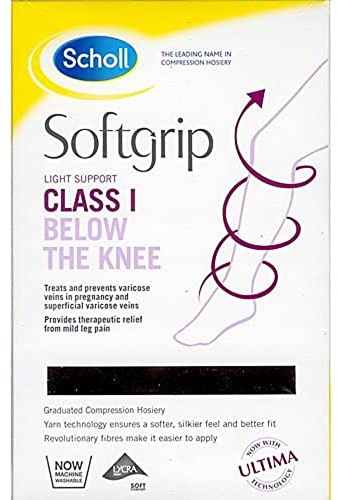 Scholl Softgrip Light Support Class I Compression Stockings-Below The Knee,Closed Toe-Class 1 Compression Stockings for Women Black- Available in Various Sizes,Stockings for Travel,Varicose Veins,Swelling Relief
