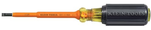 Insulated Screwdriver, 3/16-Inch Cabinet Tip with 4-Inch Shank KLEIN TOOLS 601-4-INS