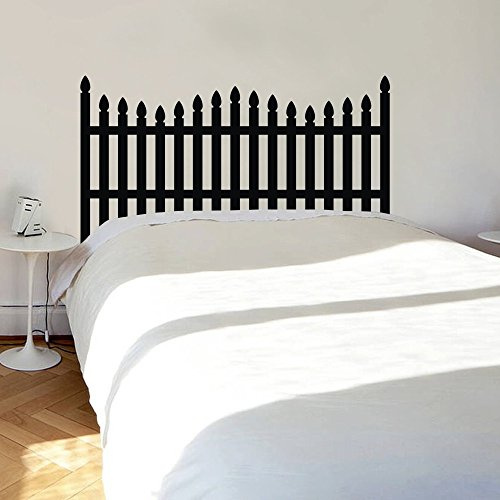 DigTour WallArt Picket Fence Headboard Decal for Bedroom & Headboard Decor D(Medium,Bed Headboard-Black)