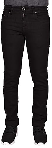 True Face Mens Jeans Slim Fit Stretch Trousers Denim Pants Cotton Bottoms Zip Fly 5 Pockets Western Casual Wear TrueFace 022 Black 30 R