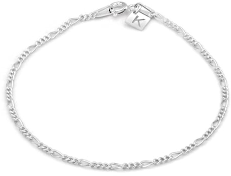 KEZEF Italian Sterling Silver 2mm Figaro Chain Bracelet