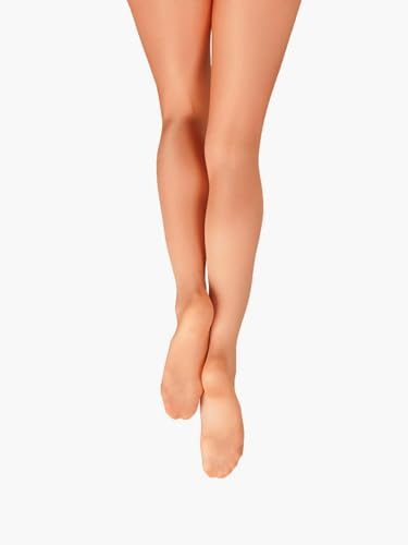 Capezio Ultra Shimmery Footed Tight Women's Shimmer Shiny Tights Seamless Glossy Dance Tights for Jazz Contemporary Ballet Dancing 1808 Toast Adult L (Large)