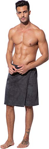 Morgenstern Uomo Kilt da Sauna con chiusura a bottone e elastico taglia unica lunghezza 52 cm grigio